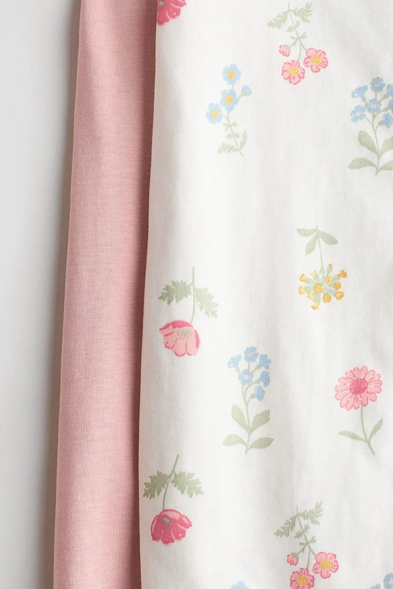 اتش اند ام بيجاما من نسيج قطني منقوش - عبوة من قطعتين